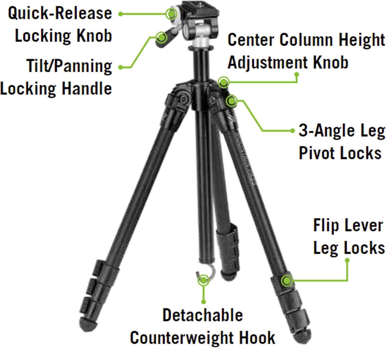 Vortex Optics Mountain Pass Tripod Kit | Aluminum Tripod & Pan Head - Image 5