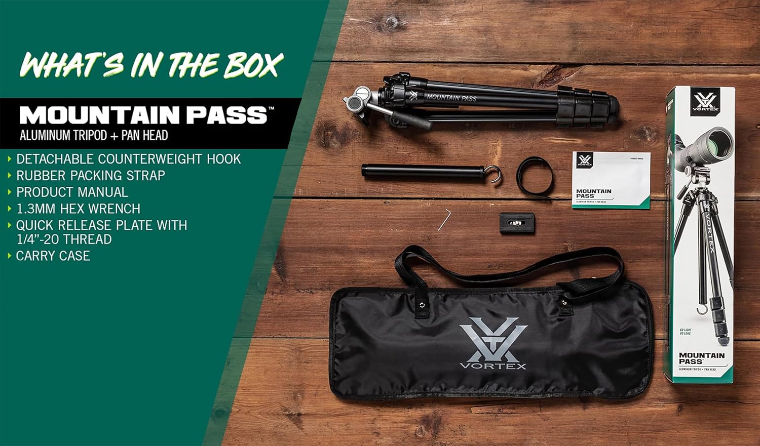 Vortex Optics Mountain Pass Tripod Kit | Aluminum Tripod & Pan Head - Image 6